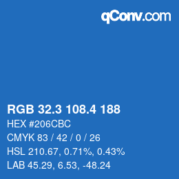 カラーコード: RGB 32.3 108.4 188 | qconv.com