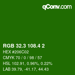 カラーコード: RGB 32.3 108.4 2 | qconv.com