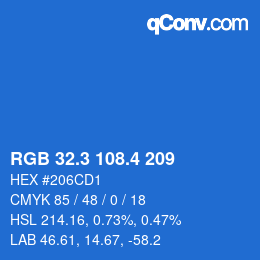 カラーコード: RGB 32.3 108.4 209 | qconv.com