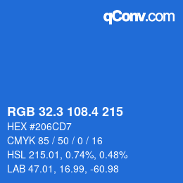 カラーコード: RGB 32.3 108.4 215 | qconv.com