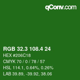 カラーコード: RGB 32.3 108.4 24 | qconv.com