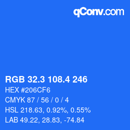 カラーコード: RGB 32.3 108.4 246 | qconv.com