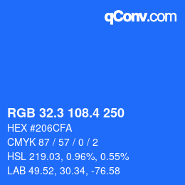 カラーコード: RGB 32.3 108.4 250 | qconv.com
