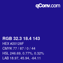 カラーコード: RGB 32.3 18.4 143 | qconv.com