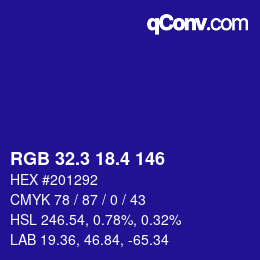 カラーコード: RGB 32.3 18.4 146 | qconv.com