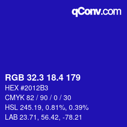 カラーコード: RGB 32.3 18.4 179 | qconv.com
