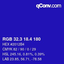 カラーコード: RGB 32.3 18.4 180 | qconv.com