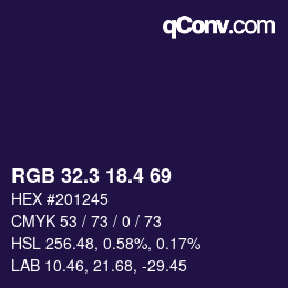カラーコード: RGB 32.3 18.4 69 | qconv.com