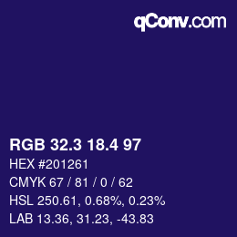カラーコード: RGB 32.3 18.4 97 | qconv.com