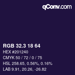 カラーコード: RGB 32.3 18 64 | qconv.com
