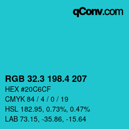 カラーコード: RGB 32.3 198.4 207 | qconv.com