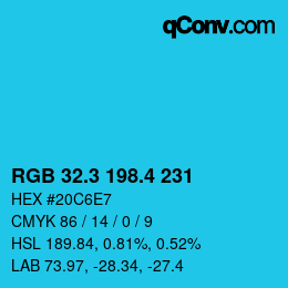 カラーコード: RGB 32.3 198.4 231 | qconv.com