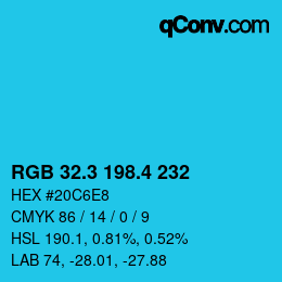 カラーコード: RGB 32.3 198.4 232 | qconv.com