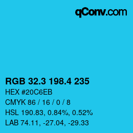 カラーコード: RGB 32.3 198.4 235 | qconv.com
