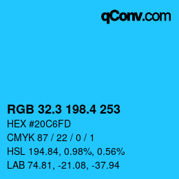 カラーコード: RGB 32.3 198.4 253 | qconv.com