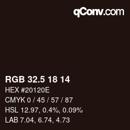 Color code: RGB 32.5 18 14 | qconv.com