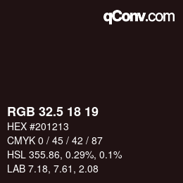 Color code: RGB 32.5 18 19 | qconv.com