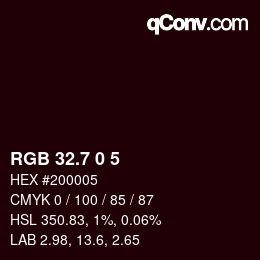 カラーコード: RGB 32.7 0 5 | qconv.com