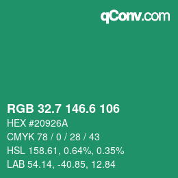 カラーコード: RGB 32.7 146.6 106 | qconv.com
