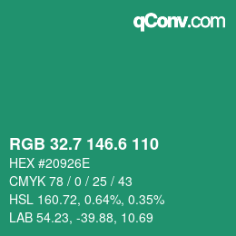 カラーコード: RGB 32.7 146.6 110 | qconv.com