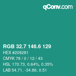 カラーコード: RGB 32.7 146.6 129 | qconv.com