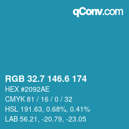 カラーコード: RGB 32.7 146.6 174 | qconv.com