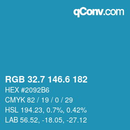 カラーコード: RGB 32.7 146.6 182 | qconv.com