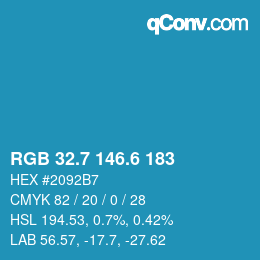 カラーコード: RGB 32.7 146.6 183 | qconv.com