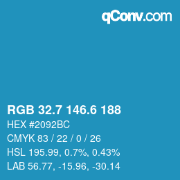 カラーコード: RGB 32.7 146.6 188 | qconv.com