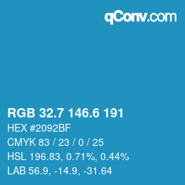 カラーコード: RGB 32.7 146.6 191 | qconv.com