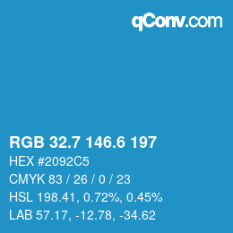 カラーコード: RGB 32.7 146.6 197 | qconv.com