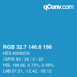 カラーコード: RGB 32.7 146.6 198 | qconv.com