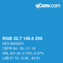 カラーコード: RGB 32.7 146.6 209 | qconv.com