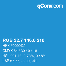 カラーコード: RGB 32.7 146.6 210 | qconv.com