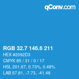 カラーコード: RGB 32.7 146.6 211 | qconv.com
