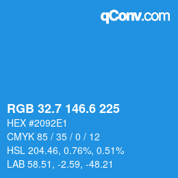 カラーコード: RGB 32.7 146.6 225 | qconv.com