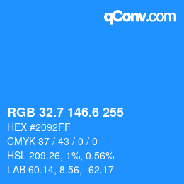 カラーコード: RGB 32.7 146.6 255 | qconv.com