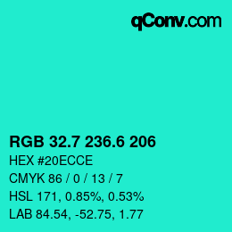 カラーコード: RGB 32.7 236.6 206 | qconv.com