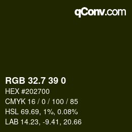 カラーコード: RGB 32.7 39 0 | qconv.com