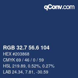 カラーコード: RGB 32.7 56.6 104 | qconv.com