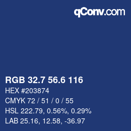 カラーコード: RGB 32.7 56.6 116 | qconv.com