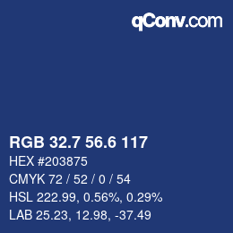 カラーコード: RGB 32.7 56.6 117 | qconv.com