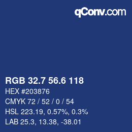 カラーコード: RGB 32.7 56.6 118 | qconv.com