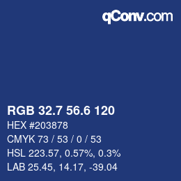 カラーコード: RGB 32.7 56.6 120 | qconv.com