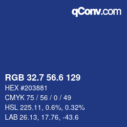 カラーコード: RGB 32.7 56.6 129 | qconv.com