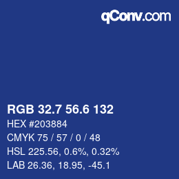 カラーコード: RGB 32.7 56.6 132 | qconv.com