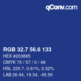 カラーコード: RGB 32.7 56.6 133 | qconv.com