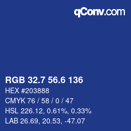 カラーコード: RGB 32.7 56.6 136 | qconv.com