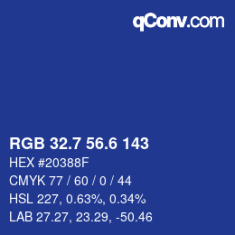 カラーコード: RGB 32.7 56.6 143 | qconv.com