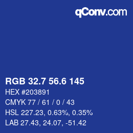 カラーコード: RGB 32.7 56.6 145 | qconv.com